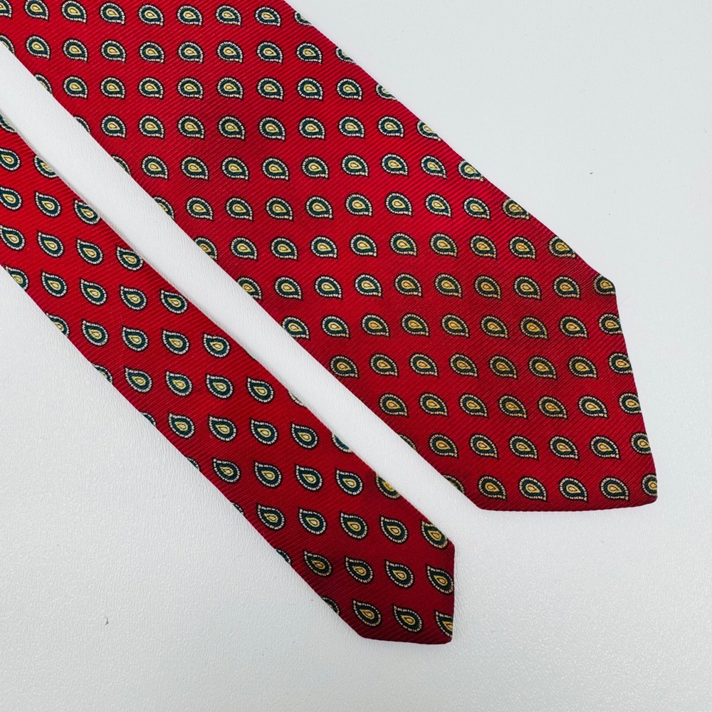 VTG Polo Ralph Lauren Red Paisley Silk Tie Made in USA Italian Fabric Hand Made